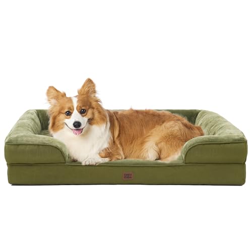 Orthopedic Dog Beds Large Sized Dog (Olive Green / 36.0"l X 27.0"w X 6.5"th)