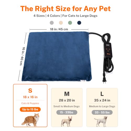 Pet Heating Pad for Cats (Blue / 18.0"L x 16.0"W x 0.6"Th)