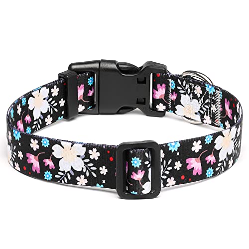 Adjustable Dog Collar (Small / Floral White)
