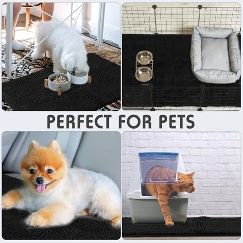 4 Pcs Guinea Pig Cage Liner (Black / 16 x 24 Inch / Low Pile Chenille)
