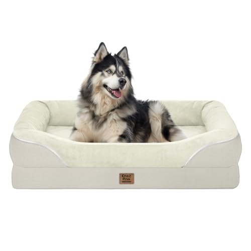 Orthopedic Washable XXL Dog Bed for Extra Large Dogs (Beige / 45"L x 35"W x 7.5"Th)