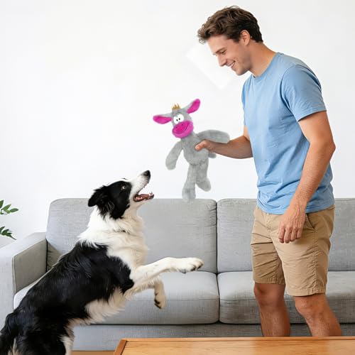 Squeaky Plush Dog Toy for Small & Medium Breeds (L-pink donkey)