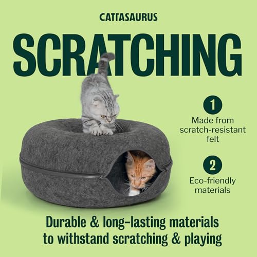 Peekaboo Cat Cave Donut for Multiple & Large Cats up to 30 (Light Gray + Dark Gray / Large)