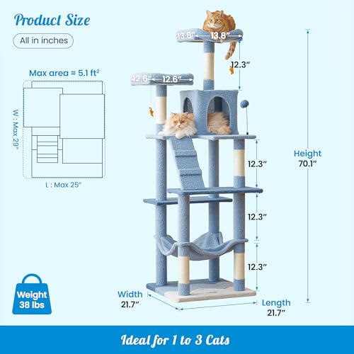 Ocean Themed Cat Tree (70.1 in / Blue)