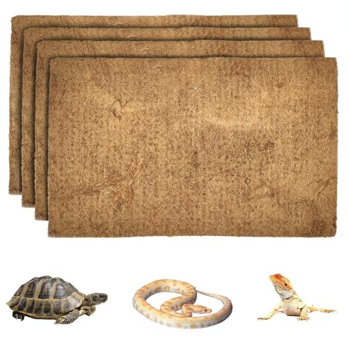 Reptile Carpet Natural Coconut Fiber Tortoise Carpet Mats 4 Pcs (4 Packs/19.7 x 11.8 Inch)