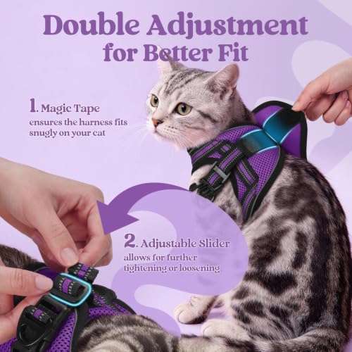 Cat Harness and Leash Set (S / Purple)