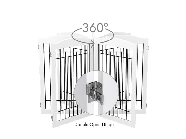 Free Standing Foldable Wire Pet Gate for Dogs (White / 【4 Panels】80"W x 30"H)