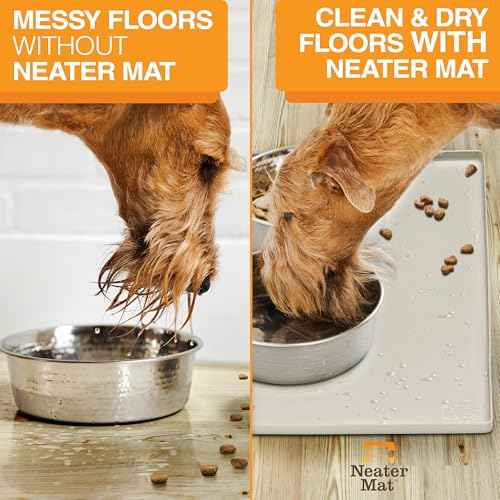 Neater Mat Pet Mats for Food and Water (19"L x 12"W / Cream)