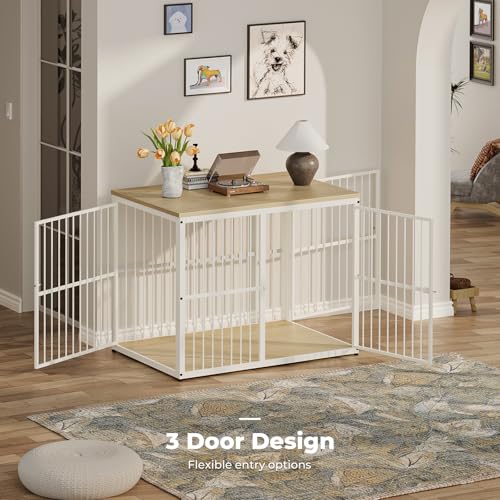 43'' XL Dog Crate Furniture with 3 Doors for Medium to Large Dogs (Natural Beech / 43.3"L x 29.9"W x 33.1"H)