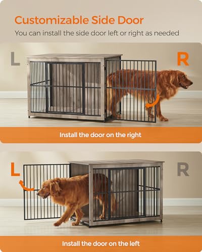 43.3" Dog Crate Furniture (Greige / 43.3"L x 29.9"W x 32.3"H)