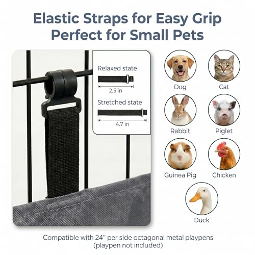 2-in-1 Octagonal Dog Playpen Bottom Pad for 24" Side Pen, Gray (Gray / No Pen: 00-Inch High)