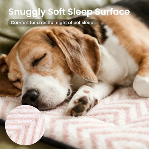 Cat Beds for Indoor Cats Washable Cat Mat Bed Flat Dog Crate Pad (22''L x 13''W x 1.5''Th / V: Chevron Pink)