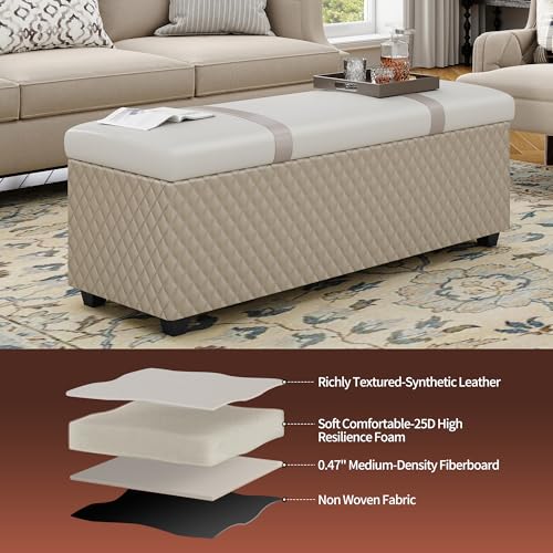 Colorful Faux Leather 38 Inch Storage Bench with Hinged Lid and Foot Rest (Multi Color)
