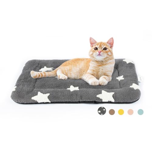 Cat Beds for Indoor Cats Washable Cat Mat Bed Flat Dog Crate Pad (22''L x 13''W x 1.5''Th / Grey)