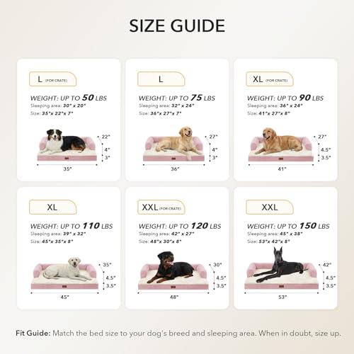 Orthopedic Washable Dog Bed for Extra Large Dogs (Pink / 53.0"L x 42.0"W x 8.0"Th)