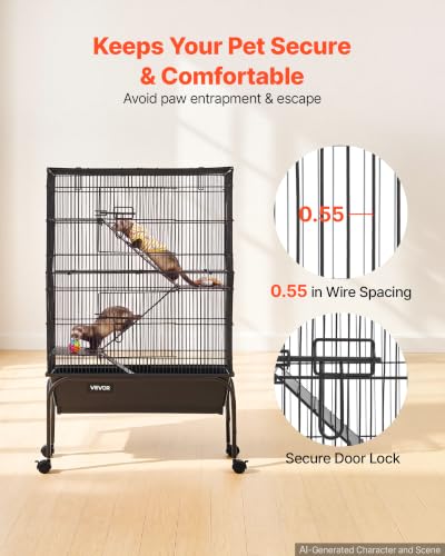 Metal Small Animal Cage 39.8" H 3 (24.8"L x 14.2"W x 39.8"H)