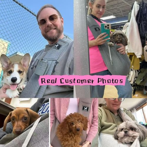 Dog Sling Carrier for Small Dogs up to 15 lbs (Dark Gray / 30.3"L x 9.5"W x 27.6"H)