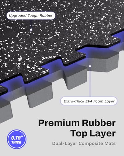 0.79" Thick Gym Flooring for Home Gym (Black/White / 72 Sq Ft (18 Tiles))