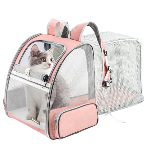 Innovative Traveler Bubble Backpack Pet Carriers for Cats and Dogs (Expandable-Pink)