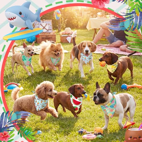 50 Pcs Summer Bandanas Bulk for Dogs Kerchief Bibs Scarves with Beach (Summer / 19.7 x 13.8 x 13.8 Inch)