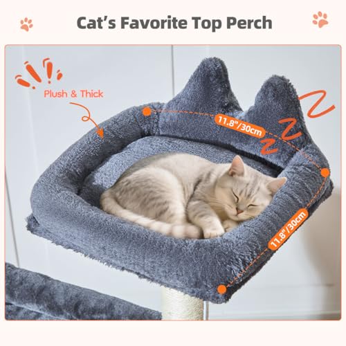 Sturdy Cat Tree (Smoky Gray / 55.1 Inches)