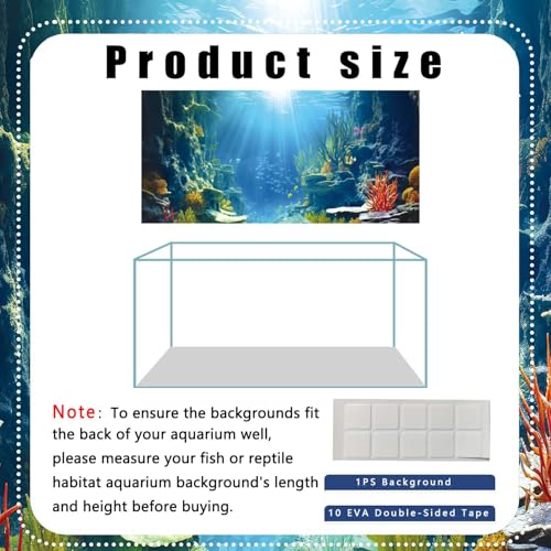 48X20IN Blue Sea Floor Aquarium Background (48X20in/120X50cm / Coral)