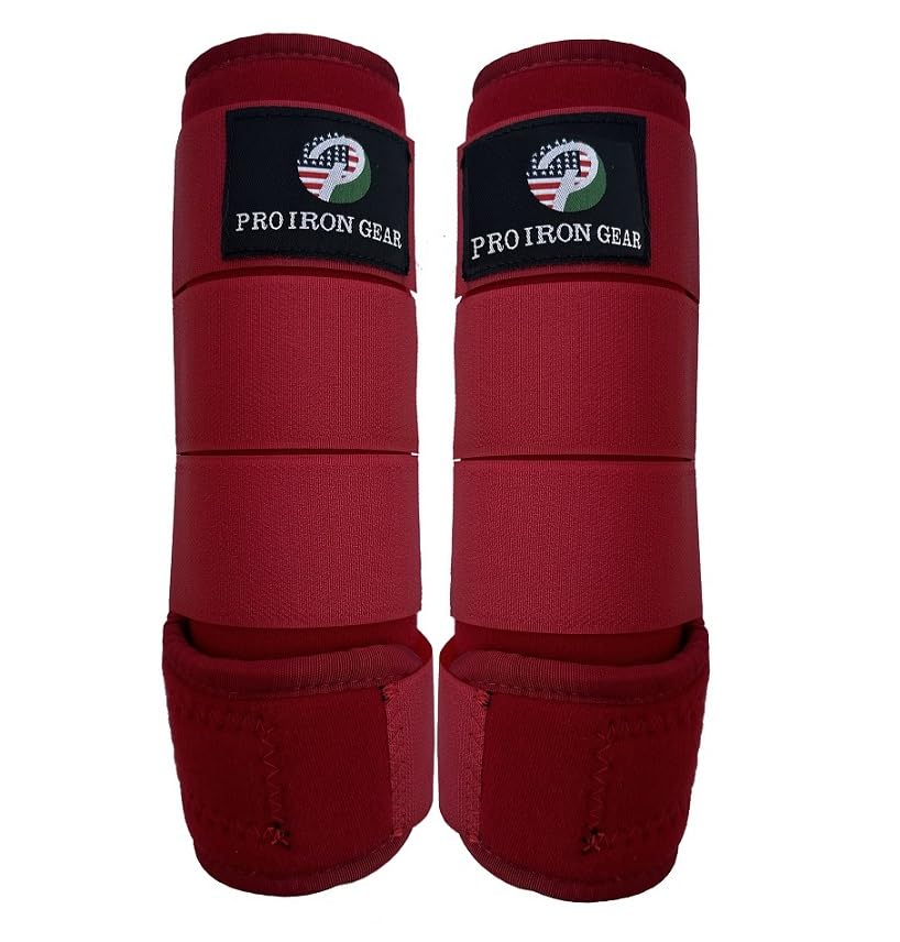Horse Medicine Brushing Boots Leg Wraps Protection Gear Set of 2 and Set of 4 in 14 Colors (LARGE/FULL / RED (SET OF 2))