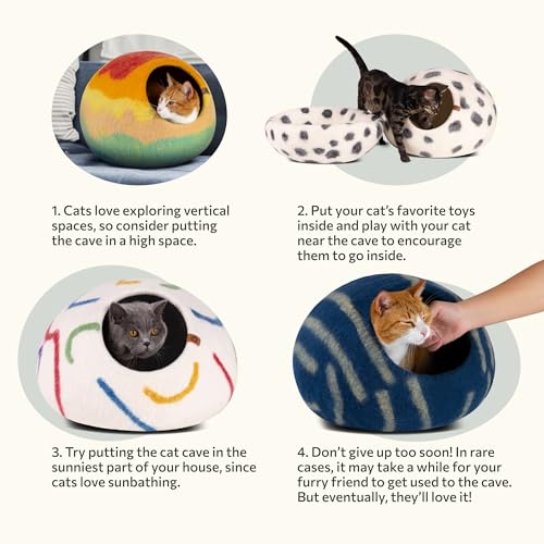 Cat Cave Merino Wool Bed for Indoor Cats (Snow Leopard / Medium)
