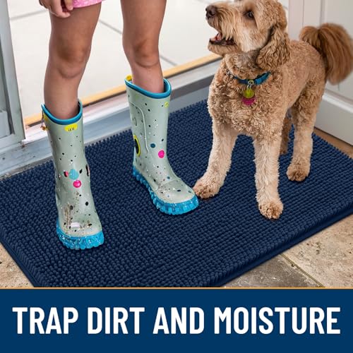 Dog Door Mat for Muddy Paws 48x30 (Dark Blue / 48"X30")