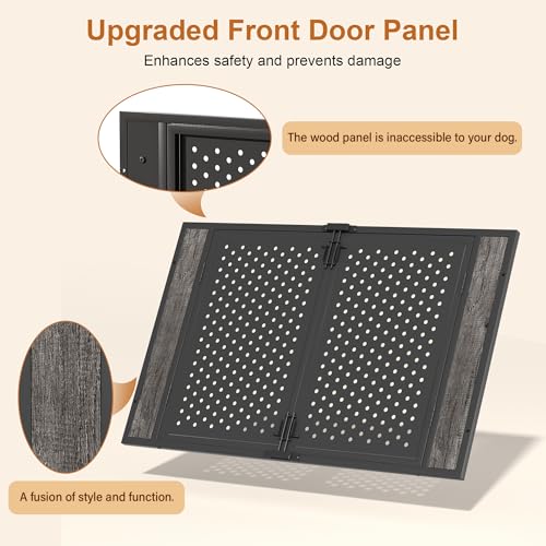 42" Heavy Duty Dog Crate Furniture for High Anxiety Dogs (Black and Gray / 42 inch)