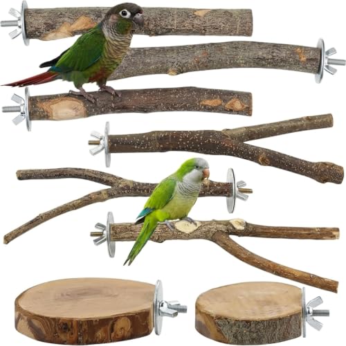 8 Piece Set Natural Wood Bird Perches