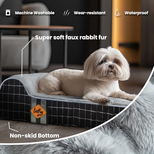 Orthopedic Dog Bed (34.0"L x 22.0"W x 5.5"Th / Black Grid Gray)