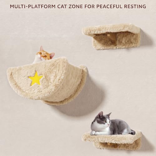 13-in-1 Cat Wall Shelves, Moon & Bridge Cat Wall Furniture, Beige (Beige / 13-in-1)