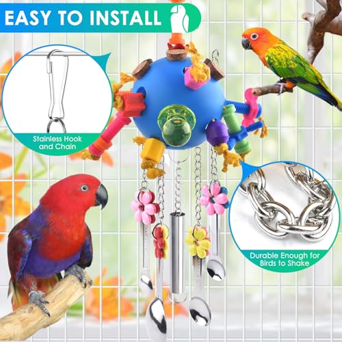 Bird Toys Parrot Pull Spoons Colorful Acrylic Stick Toys Bird Chew Toys for Amazon Parrot (Blue ball)