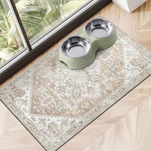 Dog Food Mats for Floors (Beige / Xl(24"×32"))