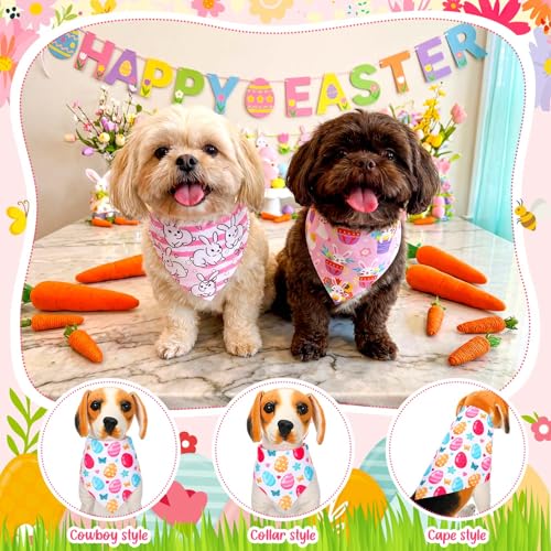 120 Pcs Spring Easter Dog Bandanas Bulk Dog Adjustable Cute Washable Triangle Kerchief Scarf Bibs for Small to Medium Pet Seasonal Party Costume Accessories