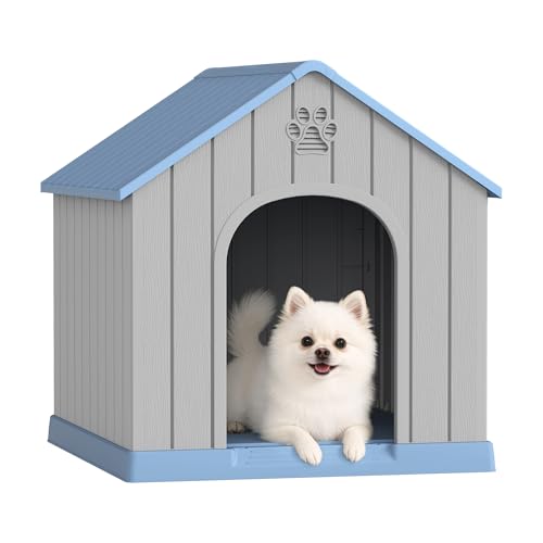 Dog House Outdoor Indoor for Small Medium Dogs (Blue / 26.18" L × 24.02" W × 25.98" H)