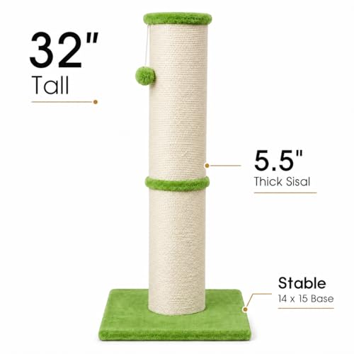 32 Inch Tall Cat Scratching Post (X-Large / Green)