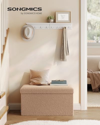 Medium Folding Storage Ottoman Bench (Camel Brown / 15"D x 30"W x 15"H / Cosy)