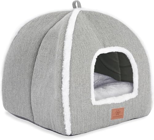 Cat Bed for Indoor Cats (Grey-2 / M(15 x 15 x 15 Inch))