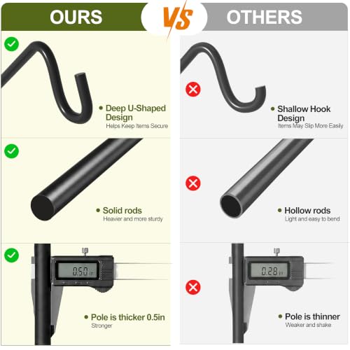 2 Packs Heavy Duty Extended Reach Wall Mounted Deck Hook Wall Pole (43in Long Wall Mounted Hook-2 Packs)