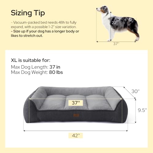 SupportMax® Extra Thick Orthopedic XL Dog Beds Large Sized Dog (Brown / 42"l X 30"w X 9.5"th)