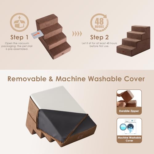 Dog Stairs for Bed 18" H (Brown / Standard 15" x 24" x 18")