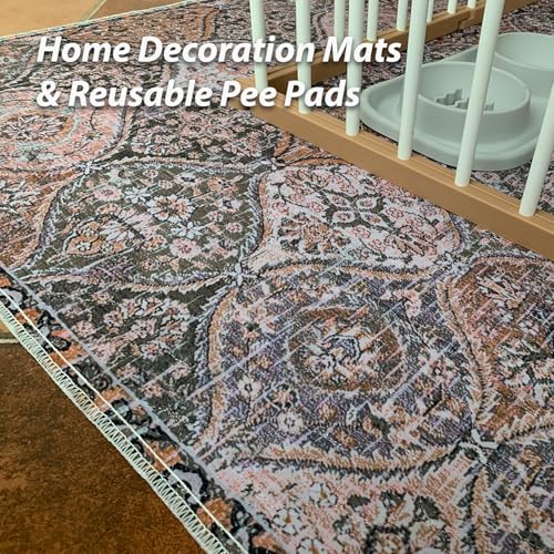 2PACK Washable Pee Pads for Dogs (72x72 Inch (Pack of 2) / Brown/Multi)