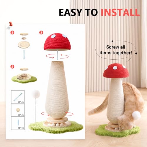 Mushroom Cat Scratching Post Cat Tree (Mushroom)