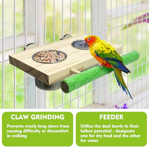 Bird Feeding Dish Cups with Wooden Platform (Medium)