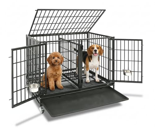 42 inch Heavy Duty Double Dog Cage with Divider (43.0"L x 28.0"W x 35.0"H)