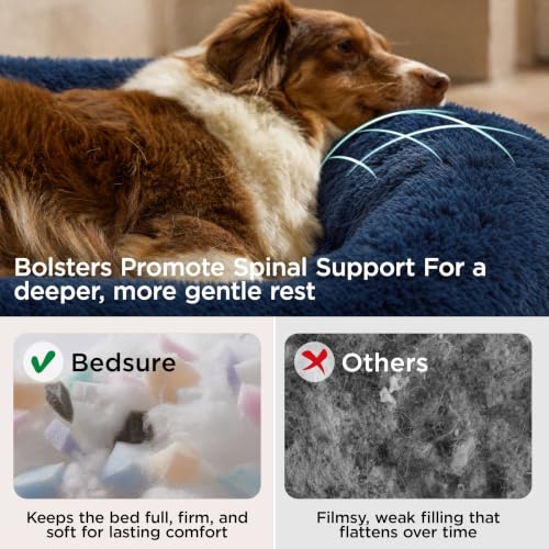 SupportMax® Calming Dog Bed Medium Size Dog Washable Pet Bed (Navy / M(30x30x7))