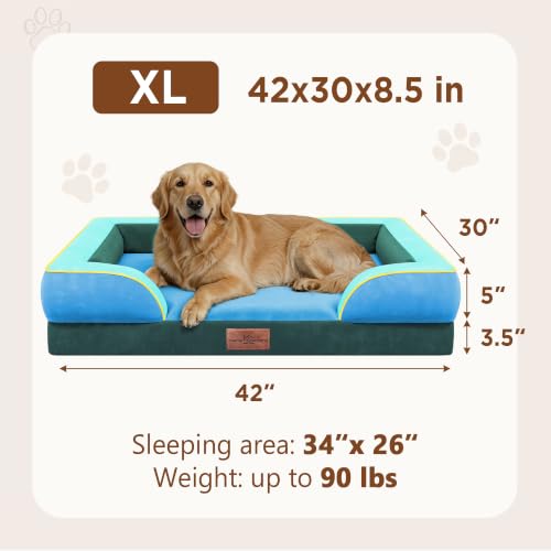 Orthopedic Dog Bed for Extra Large Dogs with Bolster (42.0"L x 30.0"W x 8.5"Th / Dallas)