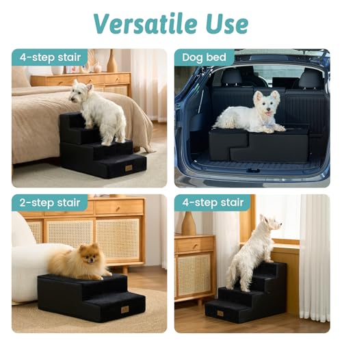 Dog Stairs for Small Dogs (Black / 15.7x23.6x17.7 inch)